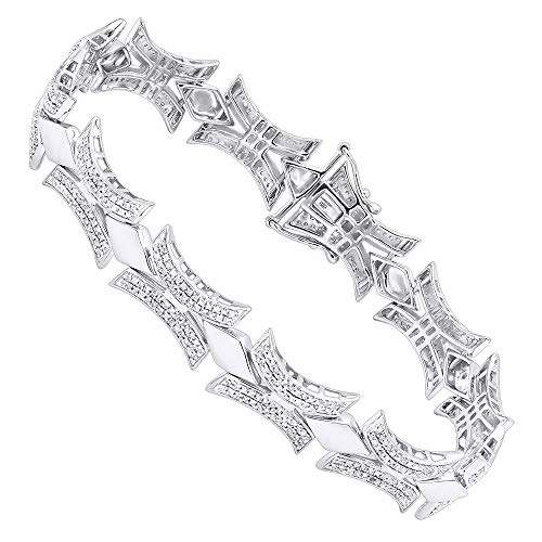 Link Round Diamond Bracelet 1.96Ctw In Sterling Silver #TOP6