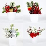 Warooma - Maceta de Navidad artificial, 7 pulgadas, decoración de escritorio para interiores o de Navidad
