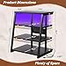 Armocity 4-Tier AV Media Stand with Power Strips, Stereo Stand with LED Lights, Rack Audio Tower with Adjustable Shelves, Small Entertainment Center, 30'', Black Ebony