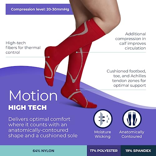 Image of Sigvaris Men's & Women's Motion High Tech Closed Toe Calf High Medical Compression Unisex Socks 20-30mmHg