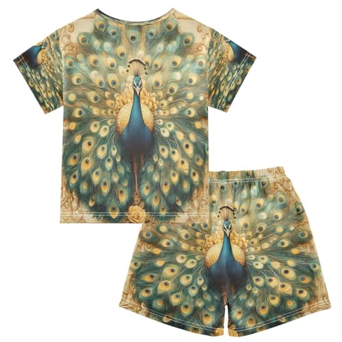 senya Short Sleeve Pajamas Sets Summer Cotton Sleepwear Beautiful Peacock2