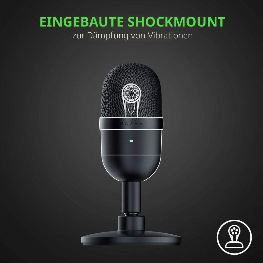 Razer Seiren X USB-Streaming-Mikrofon, Profi-Qualität, integrierte Stoßdämpfer-Halterung, Supernieren-Richtcharakteristik, eloxiertes Aluminium Matte Black