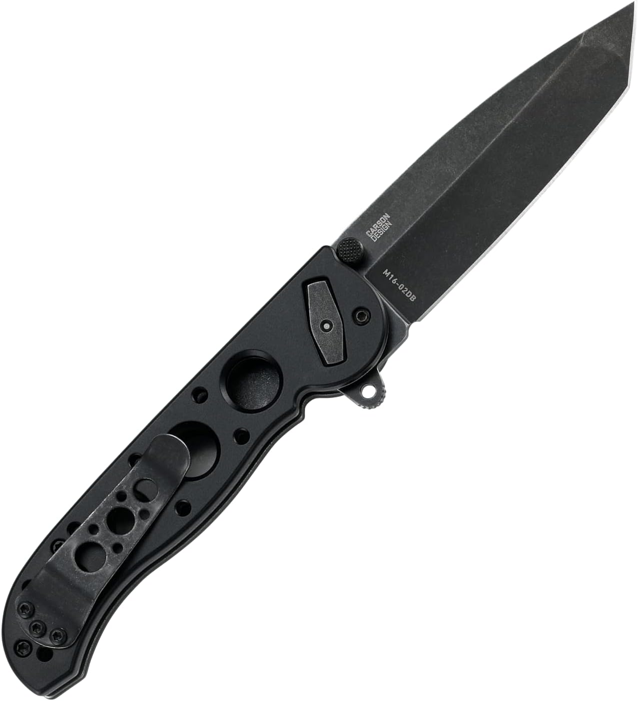 CRKT M16-02DB Folding Knife with Deadbolt Lock: D2 Plain Edge Blade, Aluminum Handle, Reversible Pocket Clip, M16-02DB