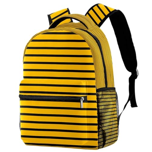 Sac à dos d'école jaune à rayures noires 40cm pour collège et lycée