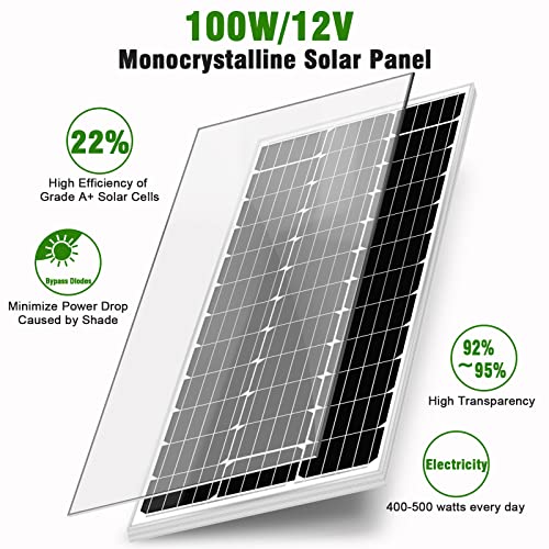 Werchtay 200 Watt Solar Panel 12V/24V Monocrystalline, 2 Pack Of 100W High-Efficiency Module Pv Power Charger Solar Panels For Homes Camping Rv Battery Boat Caravan And Other Off-Grid Applications #TOP1