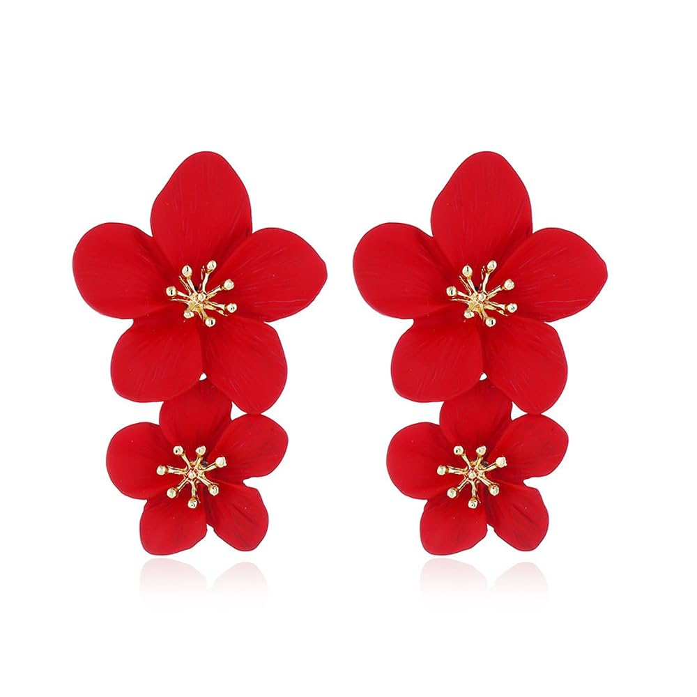 FDEETY Pendientes de Bohemios Dobles Pendientes de Gota Colgantes de Flores Hipoalergénicos para Mujeres y Niñas
