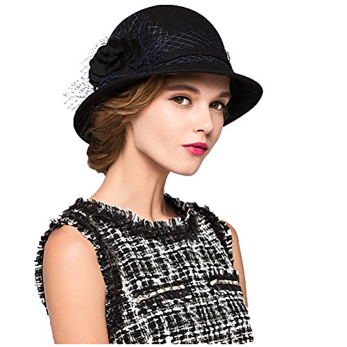 Maitose™ Women's Wool Felt Bowler Hat Black #TOP1