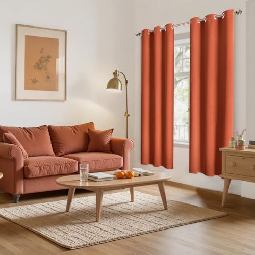 Image of YoungsTex Terracotta Blackout Curtains 72 Inches Length for Bedroom - Thermal Insulated Drapes with Grommet Room Darkening Privacy for Living Room Windows, 2 Panels, 42 x 72 Inch