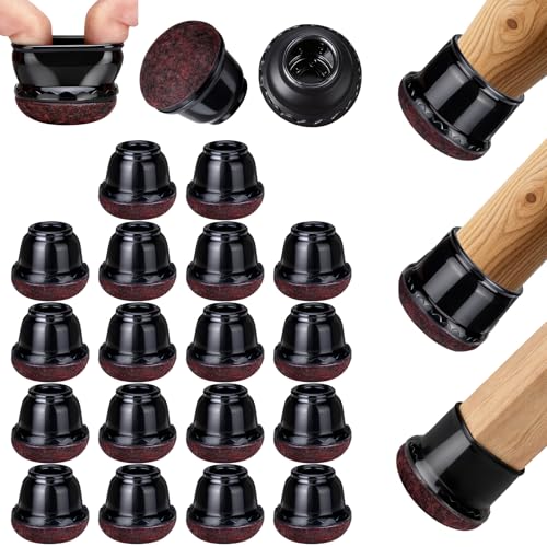 Euqvunn Protection Pied de Chaise, 18Pcs Patins pour Chaises avec Rondelles de Feutre, Tampon TPE Rond Noir pour Planchers en Bois, Embout Pied de Chaise...