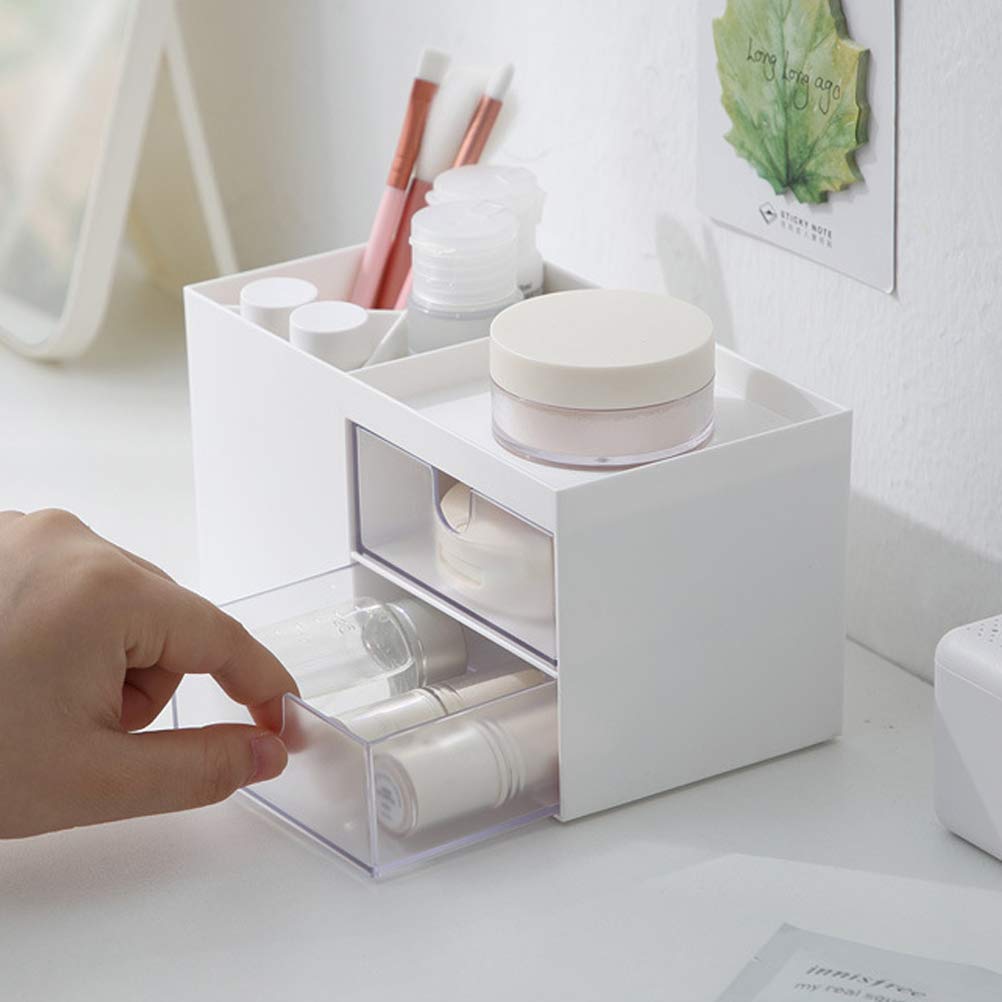 Organizador de Maquillaje cosmético con cajón Caja de Almacenamiento de cosméticos Organizador de plástico para artículos de papelería de joyería (Azul)