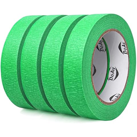 DOAY 4 Pack Green Painters Tape - Masking Tape 1 inch Wide - Multi-Surface, Smart Adhesion, Indoor & Outdoor Use - Paint Tape for DIY, Labeling, Art, Car, General Purpose - 360FT Total Cover