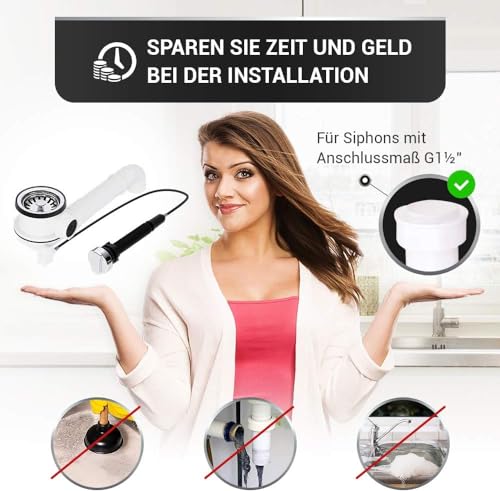 Kit d'évier de cuisine avec bonde à tamis 70 mm pour optimiser son placard - 7