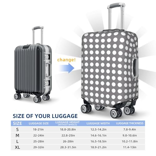 White Circular Dots On Gray Elastic Travel Luggage Covers Dustproof Scratch-Resistant Suitcase Protector Fit 22-24 Inch4