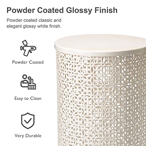 Glitzhome Nesting Side Table Set Of 2 Decorative Garden Stools For Indoor Outdoor Heavy Duty Metal Frame Side Table Modern End Table, Cream White #TOP2