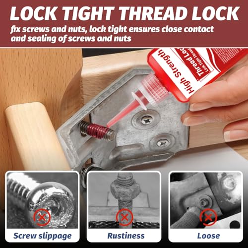 Thread Lock, 100ml Locktight Threadlock High Strength, Threadlocker Lock & Seal Nuts, Bolts, Stable and Anti-Rust - Image 2