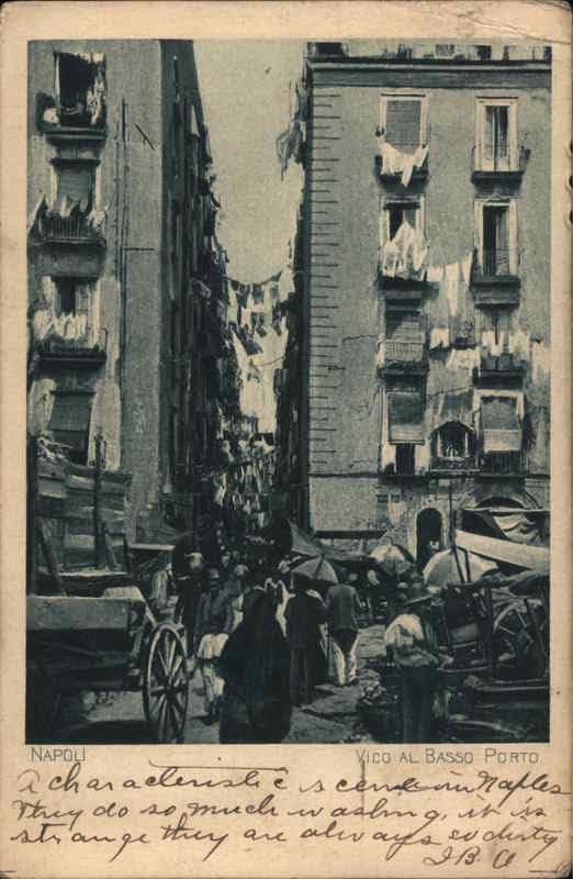 Vico Al Basso Porto Napoli, Italy Original Antique Postcard