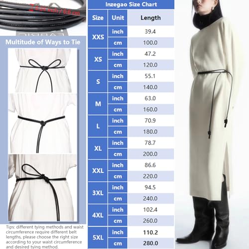 Round Knotted Leather Rope Belt Women Tie Waist Strap Long Thin Waist String Rope for Dress2