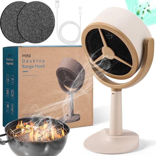 Mity Rain Portable Range Hood for Cooking, Rechargeable Kitchen Exhaust Fan, 125° Adjustable Rotation, Low Noise, Reusable Carbon Filter for Smoke Removal in Kitchens, BBQs, Hot Pots, RVs & Apartments