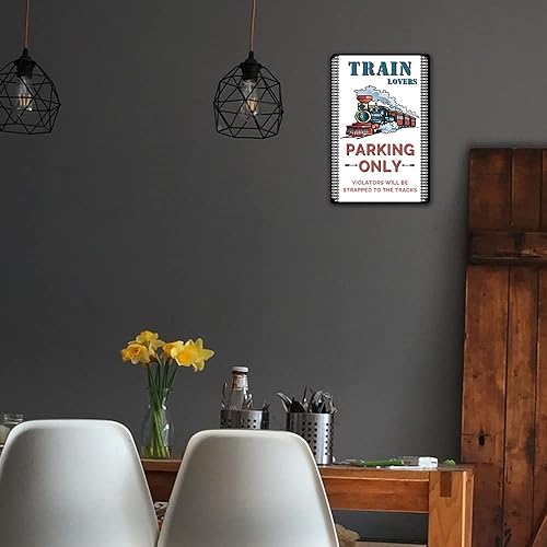 Miniatura 6 de Letrero de tren de metal para decoración de pared de tren para habitación de niños, trenes, regalos para hombres y adultos, amantes de los trenes de