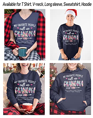 Personalized Grandma Shirt, Custom Mom Nana Mimi Gigi with Kids Name, Gift for Birthday Christmas Valentine Mother's Day4