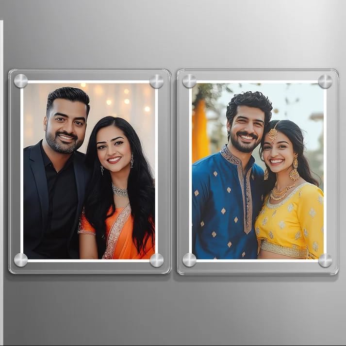 Fashionury Customized Magnetic Photo Frame Fridge Magnets Set of 2 - Transparent Acrylic Picture Frames for Polaroid & Instax Mini Prints for Refrigerator, Locker & Steel Almirah, Reusable Gifts-image-16