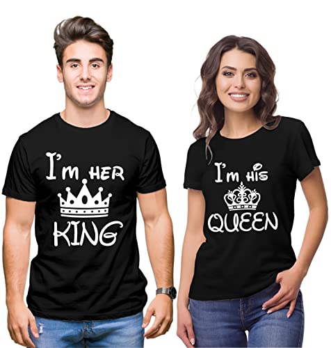 Image of Hangout Hub | Couple Tshirts | Her King His Queen | Set of 2