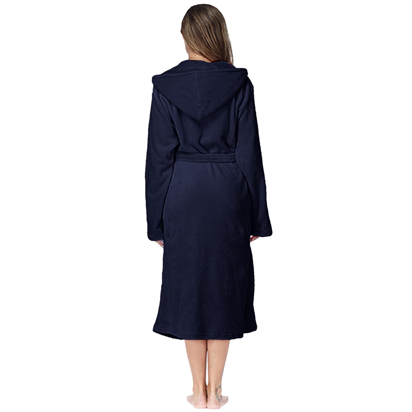 Accappatoio da sauna da donna con cappuccio, in spugna, leggero | Accappatoio da casa con tasche, cintura per legare, loungewear, tinta unita, accappatoio unisex