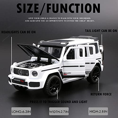 Image of DEOXY Die-cast 1:32 Brabus Model Car Toy for Kids Metal Car Alloy Pull Back with Friction Powered Openable Doors & Light, Music Boys Gifts for Kids (White)