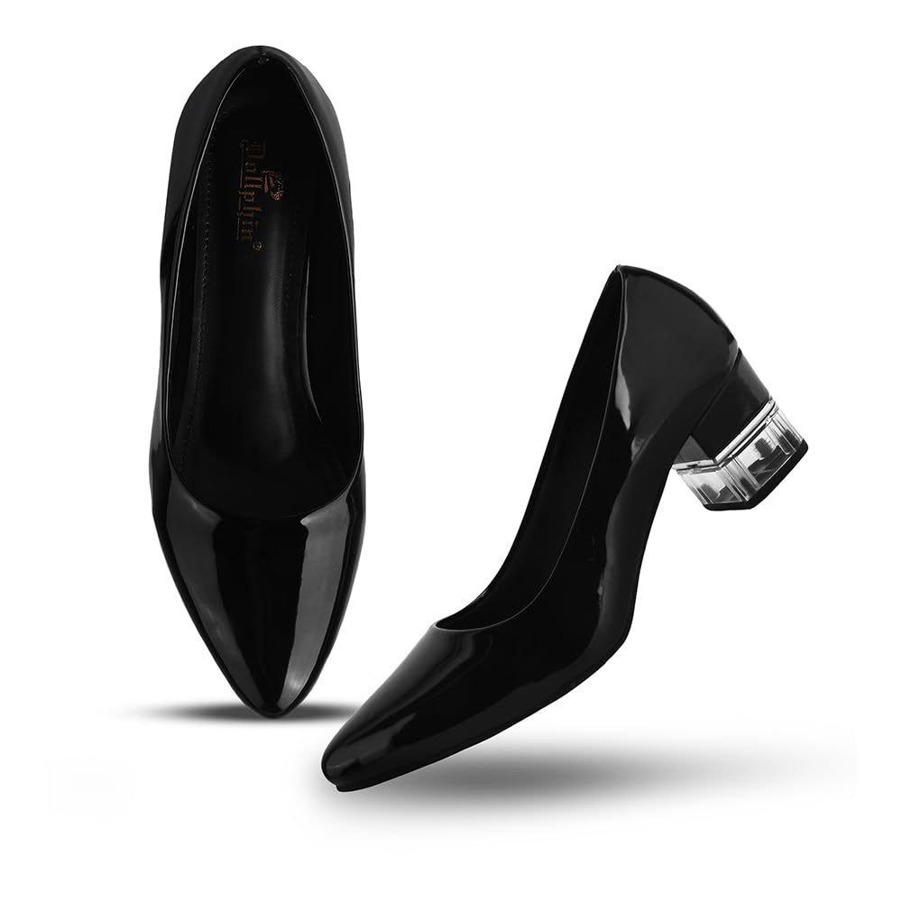 Women Latest Stylish Casual Transparent Block Heels | Solid Bellies with Comfortable Rubber Sole for Women-image-36