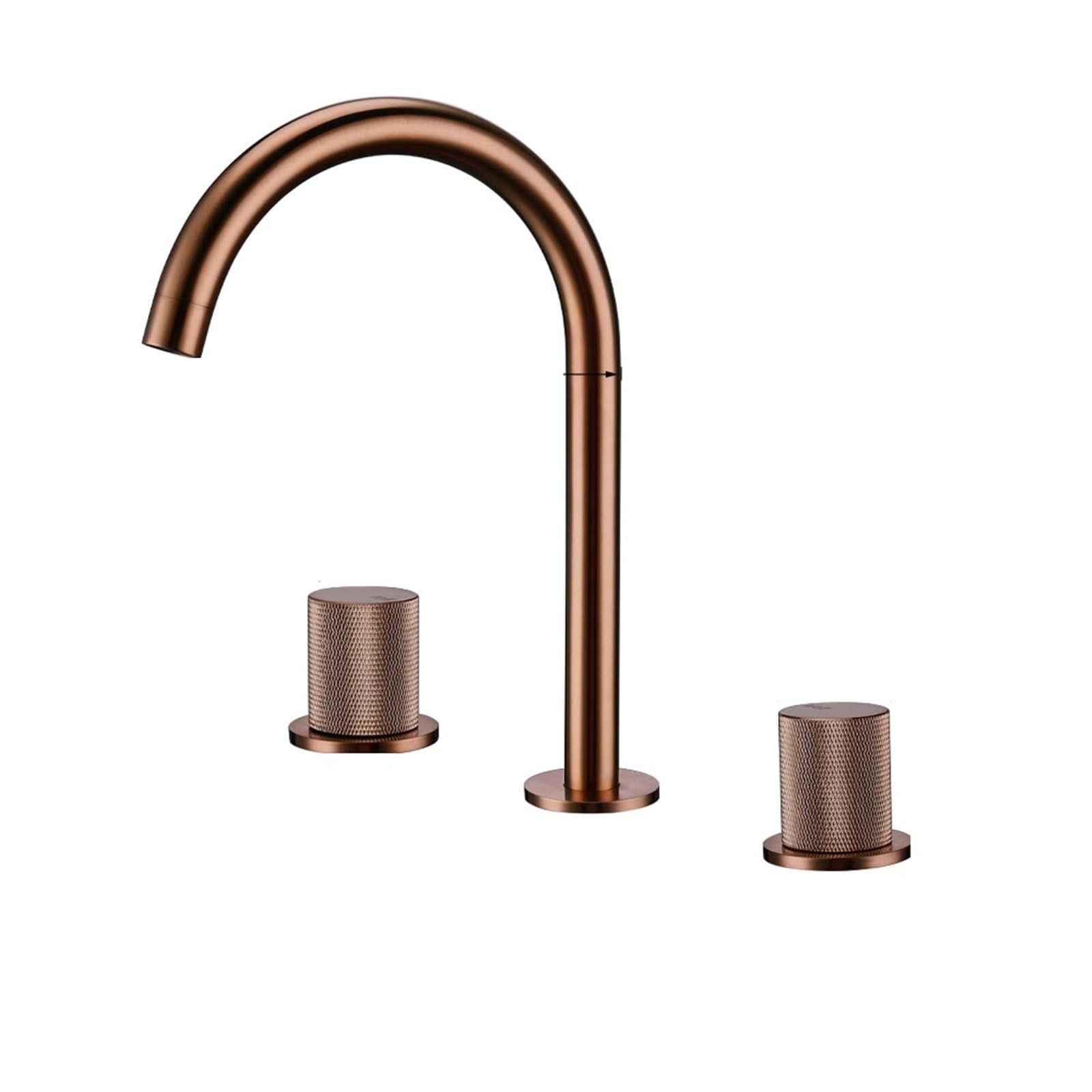 Weokdfha Color-2 Basin Faucet Brushed Rose Gold Basin Faucet 3Pcs Knurled Handles Sink Tap Hot And Cold Deck Mounted Mixer Widespread 3 Holes Set(Color-2)
