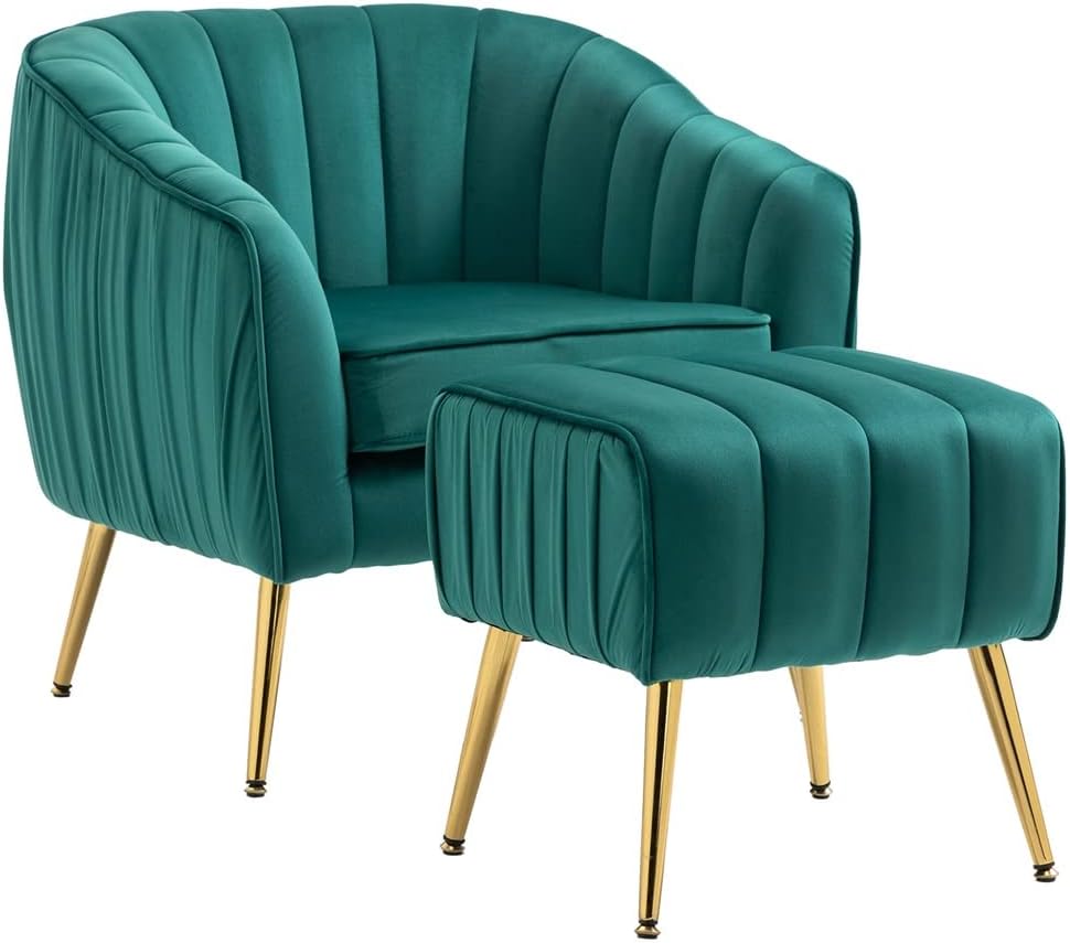 Velvet Accent Chair with Storage Sofa Tufted Barrel Set Arm Pub for Living Room Bedroom