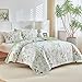 Joyreap 2 Pieces Quilt Set Twin, Floral Green n White Design, Soft n Cozy Microfiber Quilt, Bedspread Bed Cover for All Season, 1 Quilt and 1 Pillow Sham- 68x86 inches