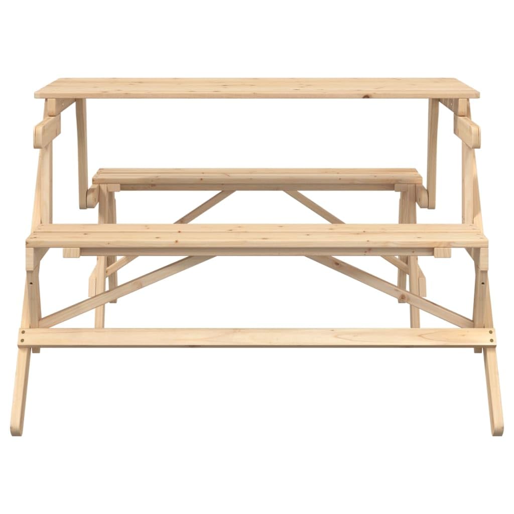 JUDYY Tavolo da Picnic Convertibile con Panche in Legno Abete, Tavolo Giardino Esterno - 4008991