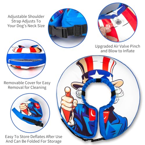 Image of Large Dog Cone Collar Alternative Soft Inflatable Donut Collar After Surgery Dogs Recovery Won't Obstruct Vision Suitable Cones E Collar for Small Medium Large Dogs and Cats