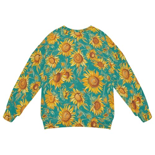 JUNZAN Cartoon Sunflower Star Teal Kids Girls Pullover Hoodie Crewneck Fall Tops Shirts Party 4T2
