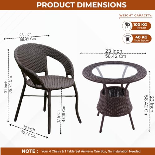 Image of DEVOKO 5 Piece Wicker Patio Conversation Furniture Set Outdoor Rattan Sectional Chair and Table Bistro Set for Backyard, Porch, Garden, Poolside, Balcony (Dark Brown)