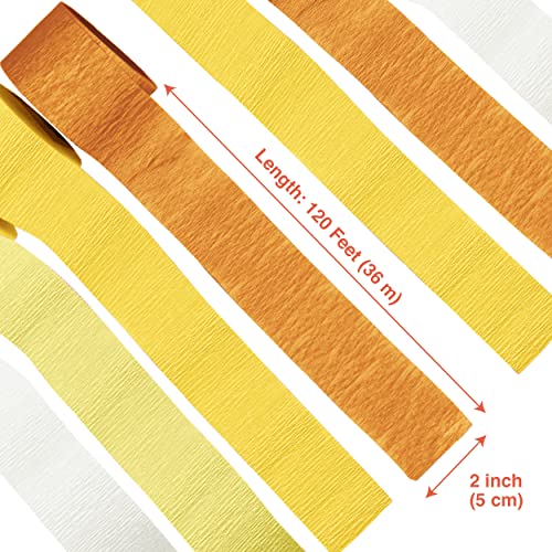 Yellow Crepe Paper Streamers, Yellow Party Decorations - 8 Large Rolls, 2In X 120Ft Each Roll - Decorative Creped Roll For Birthday, Wedding, Backdrop Or Photo Booth Decoration And Flower Making #TOP1
