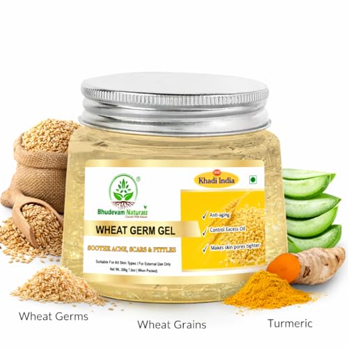 Image of Khadi Organic Wheat Germ Aloe Vera Gel - Soothing & Nourishing Skin Care - Perfect for Sunburn Relief & Daily Moisturization | Hydrating Skin Moisturizer Gel for All Skin Types - Natural Anti-Aging Formula - 200GM