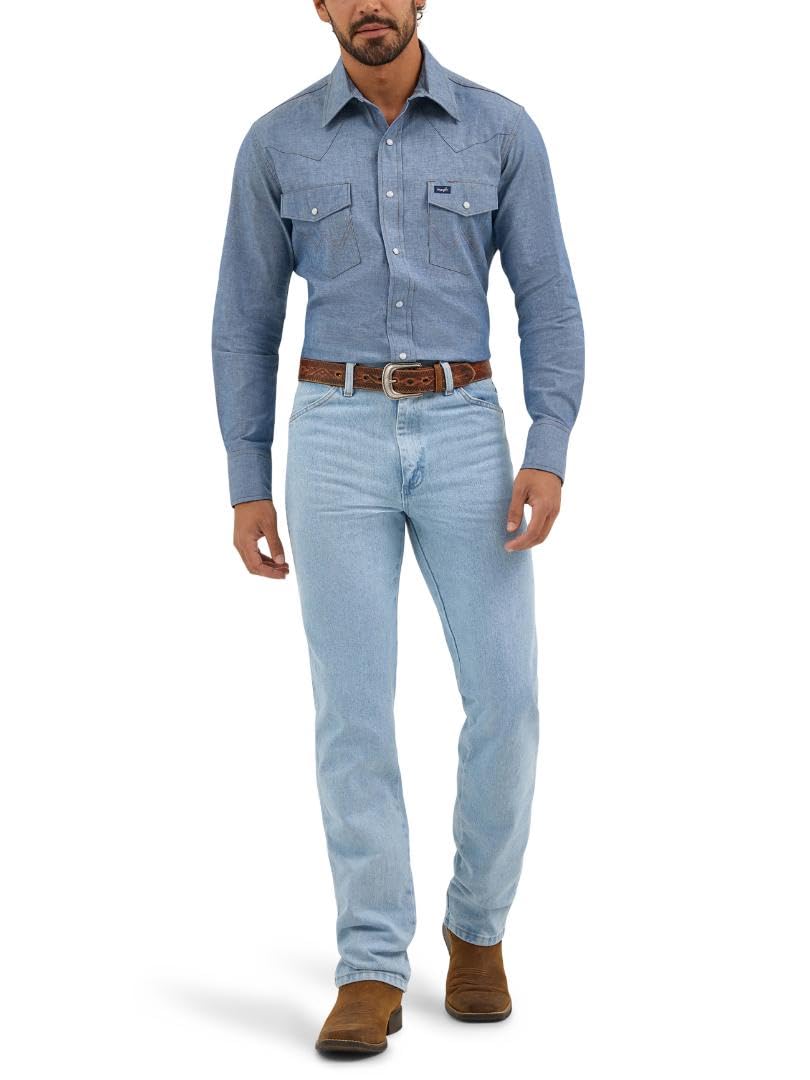 Wrangler Męska koszula robocza z długim rękawem kowbojskim o kroju westernowym, mocne wykończenie