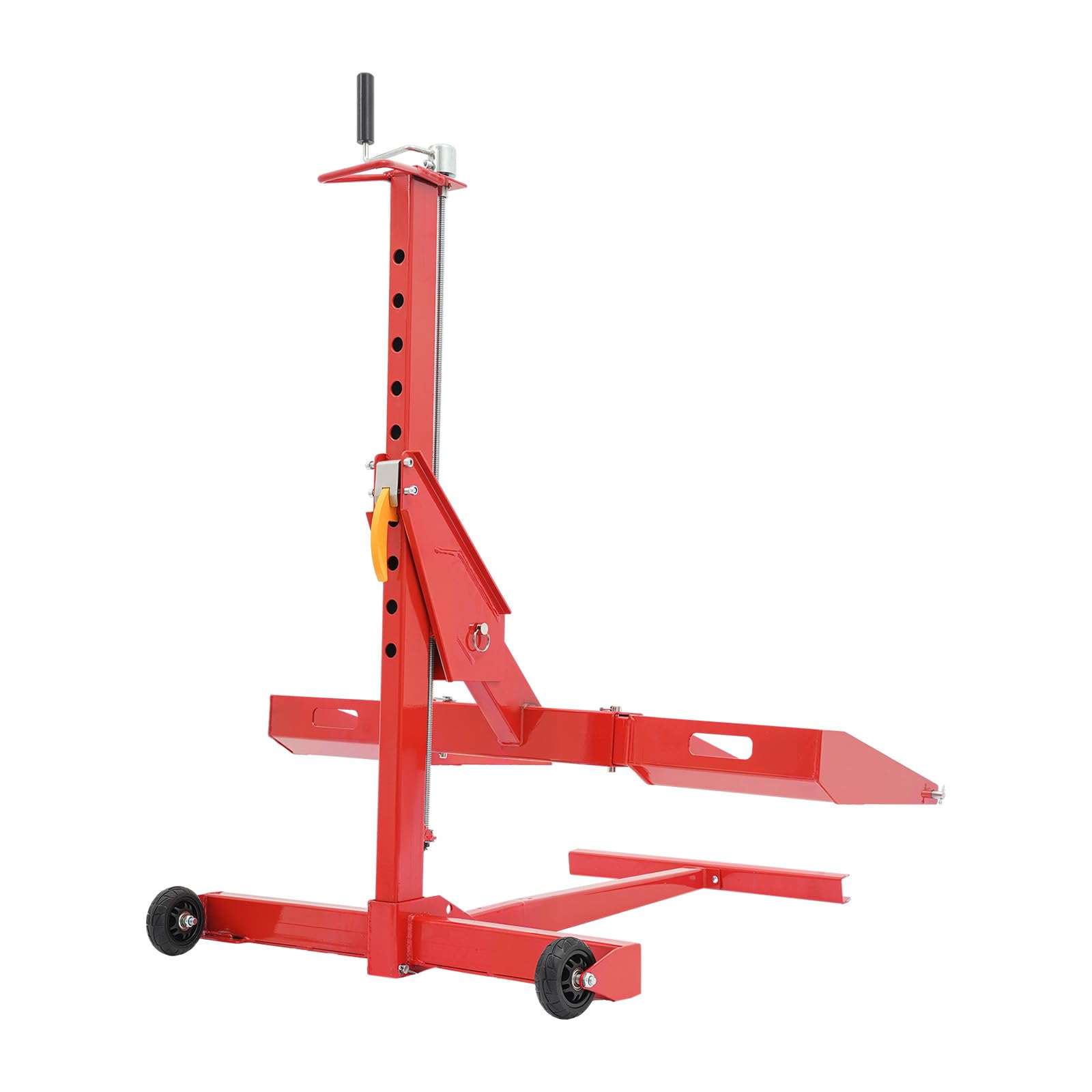 Elevador de tractor de césped, extensible con 2 ruedas, para cortacéspedes, tractores pequeños y cortacéspedes, 204,12 kg, 103,8-126,3 cm, longitud ajustable