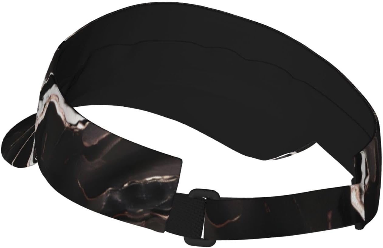 Black Rose Gold Marble Print Foldable Sun Visor Hat Lightweight Adjustable Sun Visor Hat Outdoor Sports Cap for Adults