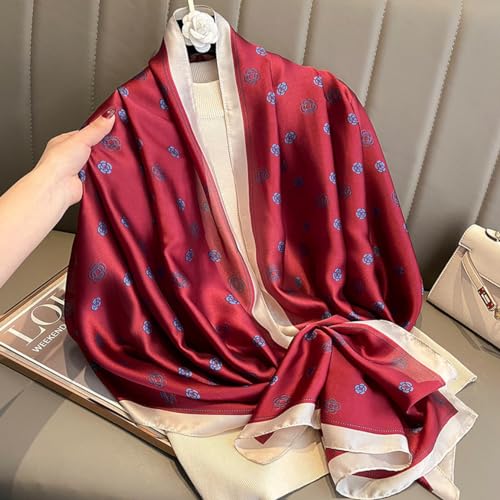 Image of ZDMHSH Fashion Scarves Scarf 100% Silk Feeling Scarf Silk Like Scarves Long Lightweight Sunscreen Shawls for Women