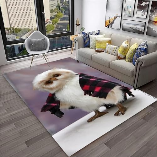 Chouette des Animaux Enfants Tapis Salon Tapis Antidérapant Paillasson Chambre Décor Tapis 60 X 120 Cm 3D Imprimé Flanelle Tapis - Polyester Doux Au Toucher...