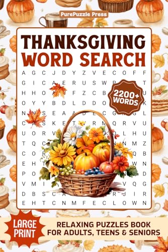 Thanksgiving Large Print Word Search: 2200+ Words - Seasonal Themed Puzzles