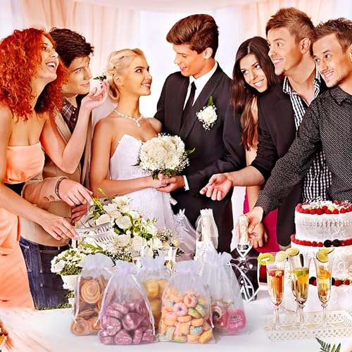 Image of Hopttreely 100pcs Organza Bags, White 4x6(10X15CM) Satin Drawstring Organza Pouch Wedding Party Favor Gift Bag Jewelry Watch Bags