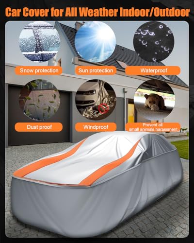 Image of Sliver Full Enclosed Larger SUV Car Cover Universal Fit Tahoe /Traverse,Sienna,BMW X7 /XM,Audi Q6 /Q7,GLS /EQS,Yukon,Lexus LX /TX,GL8,Odyssey,Ford Flex,Durango,Infiniti QX60 /80,EM90,Pacifica