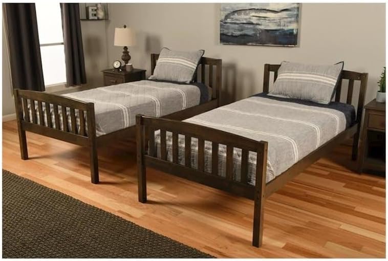 Kodiak Furniture Claire Wood Twin Over Twin Bunk Bed with Trundle/Tray in Rustic Walnut Brown Finish - Mattresses Not Included
