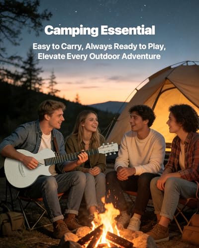 Image of Enya NOVA GO 35-Inch Carbon Fiber Travel Acoustic Guitar, White | Lightweight 3.7 lbs Design, Moisture-Resistant Body, Easy to Carry for Adults and Beginners, Gig Bag and Accessories Included