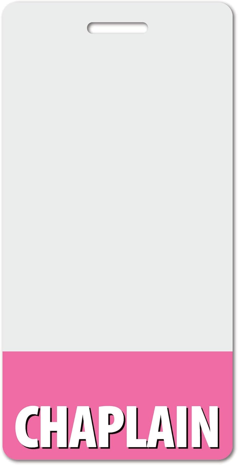 Chaplain Heavy Duty Vertical Pink (20 Pack) - Spill & Tear Proof Cards - 2 Sided USA Printed Quick Role Identifier ID Tag Backer by BadgeZoo