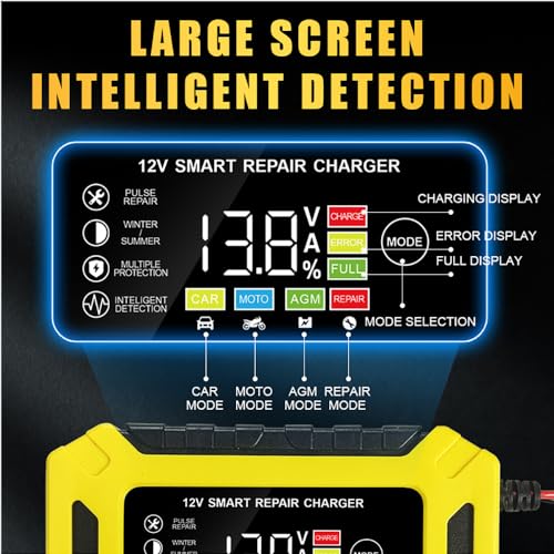 Car Battery Charger,6 AMP,12V Smart Battery Trickle Charger Automotive 12V Battery Maintainer Desulfator for Car Truck M - Additional View